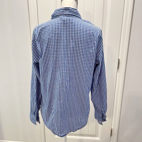 White Stag Womens Large Christmas Gingham Button Down Roll Tab Shirt Embroidered - Picture 6 of 13